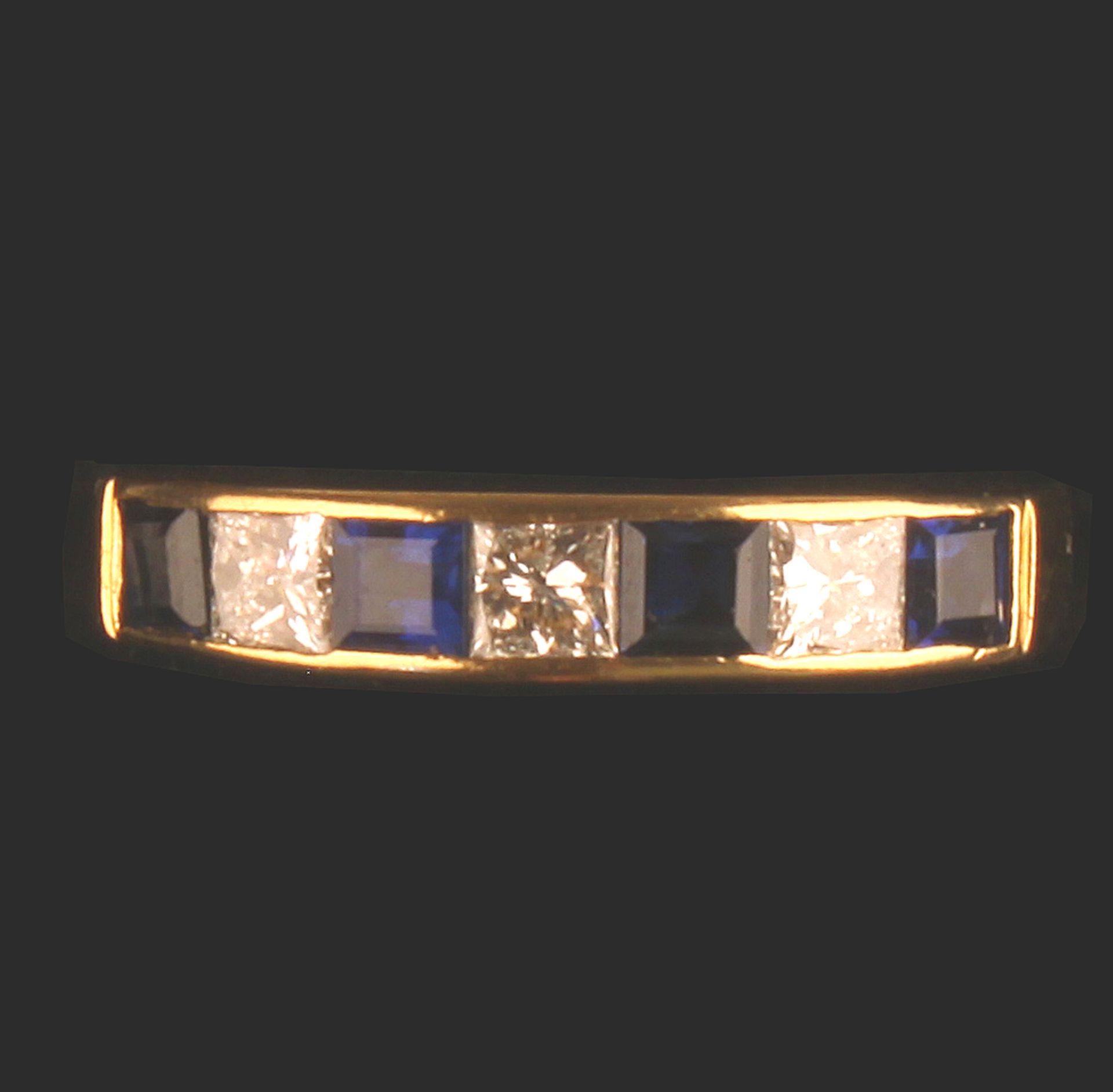 HIGH QUALITY! 18ct YELLOW GOLD BLUE SAPPHIRE & DIAMOND RING - Image 5 of 8