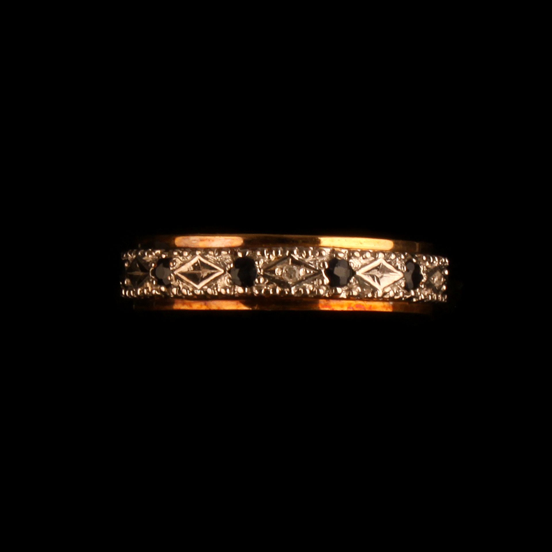 9ct GOLD SAPPHIRE & DIAMOND FULL ETERNITY RING - Image 4 of 4