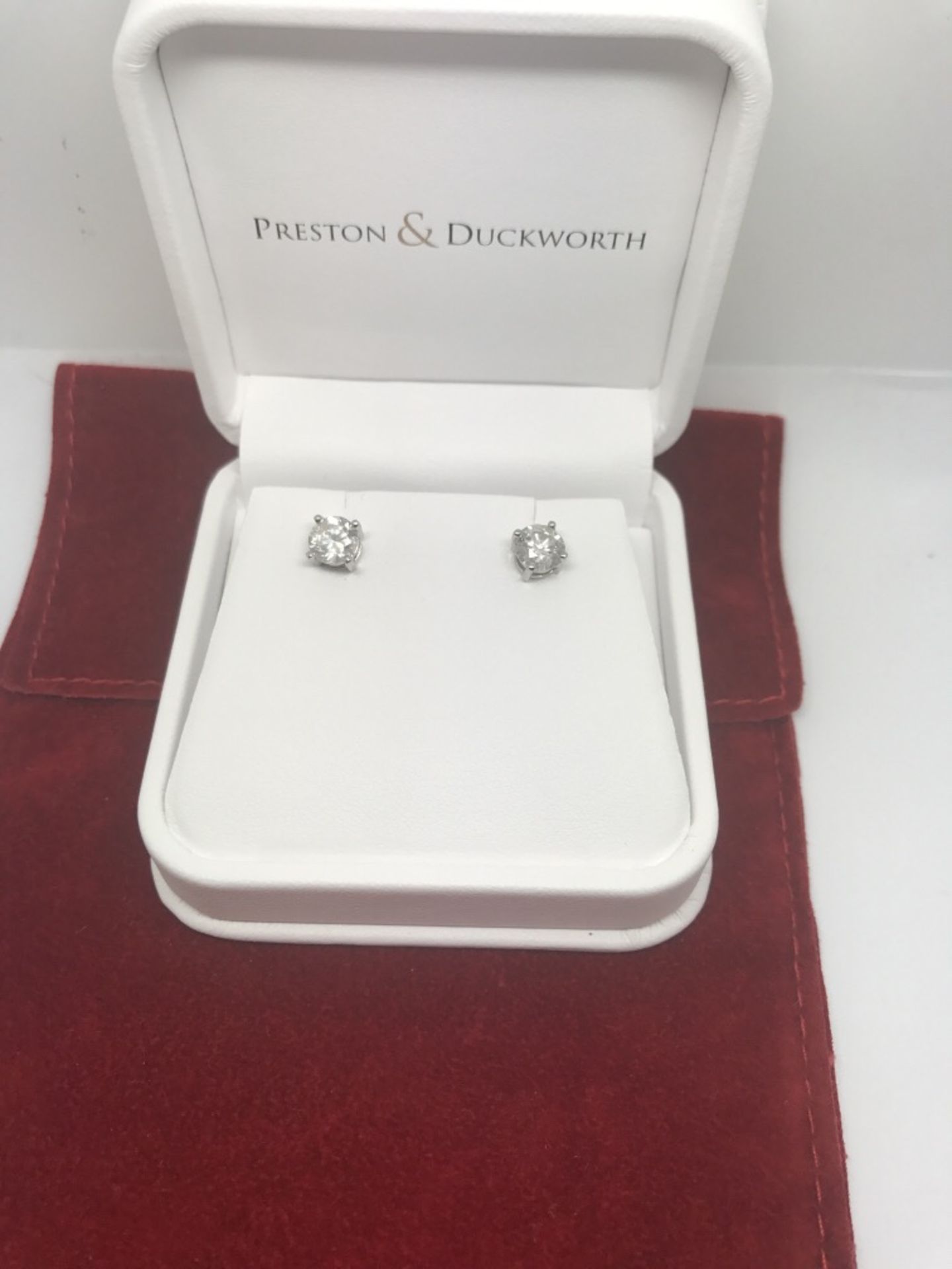 2.10cts DIAMOND EARRINGS SET IN 18ct WHITE GOLD - Image 2 of 7