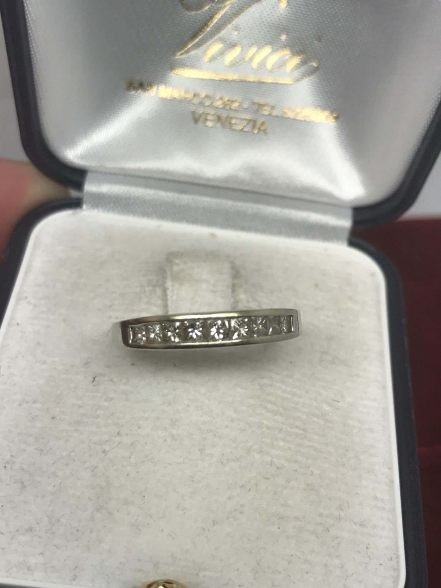 1/2 ETERNITY DIAMOND RING IN WHITE METAL TESTED AS AT LEAST 9ct GOLD