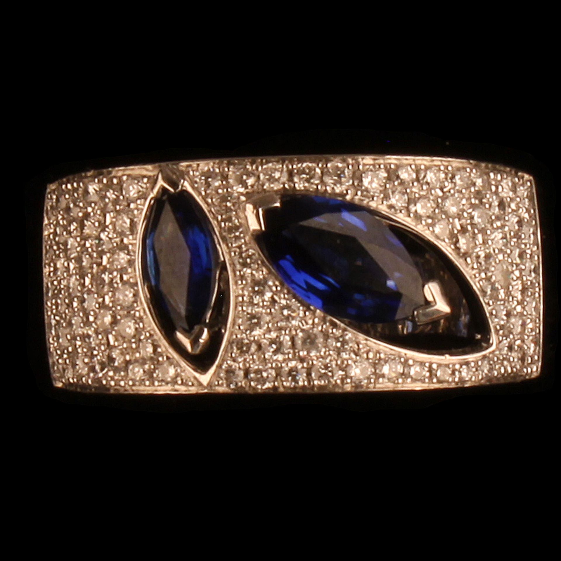 18ct WHITE GOLD DIAMOND & SAPPHIRE RING - Image 3 of 5