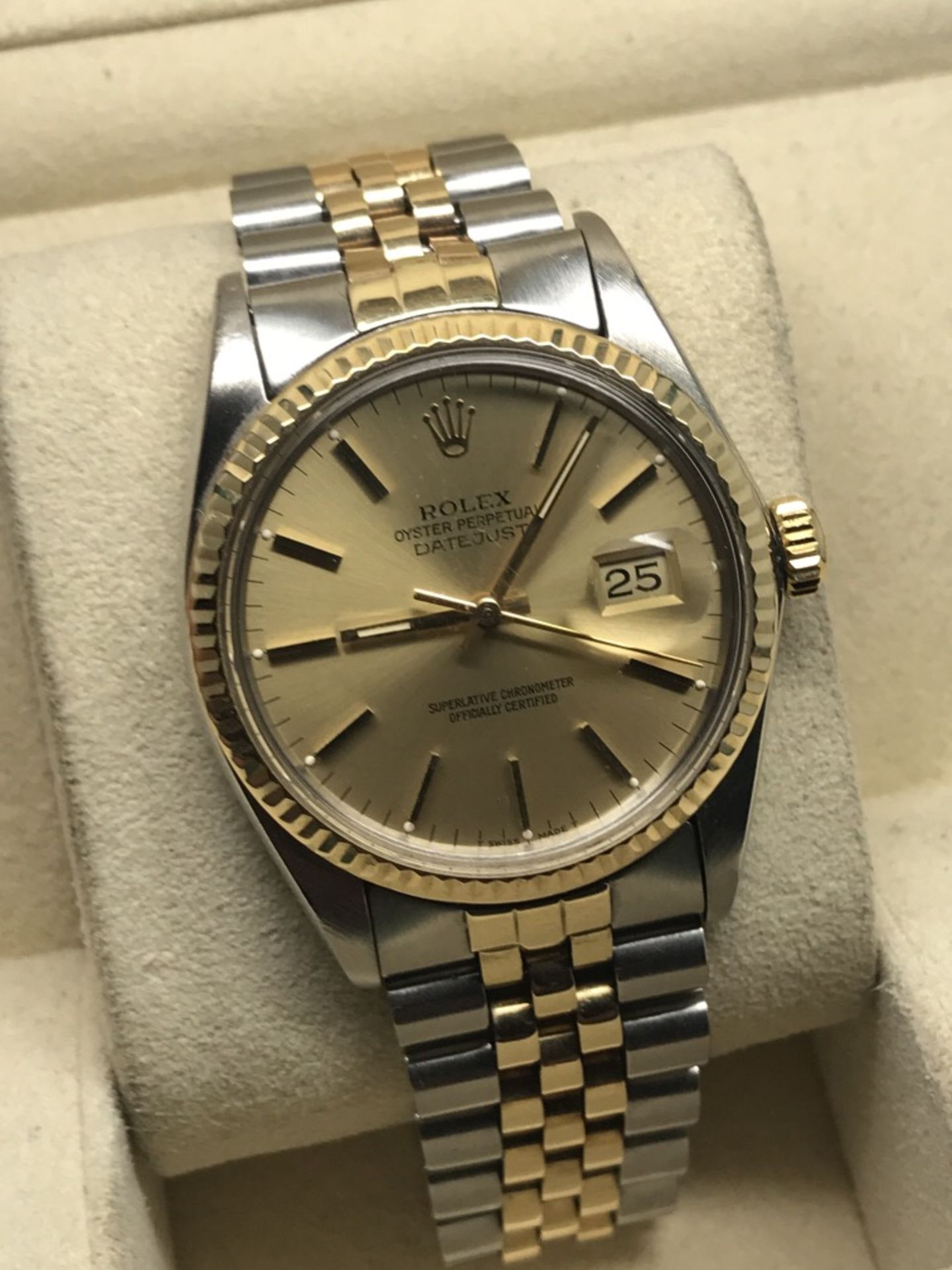 18ct GOLD & STEEL MENS 36mm ROLEX + BOX - Image 4 of 7