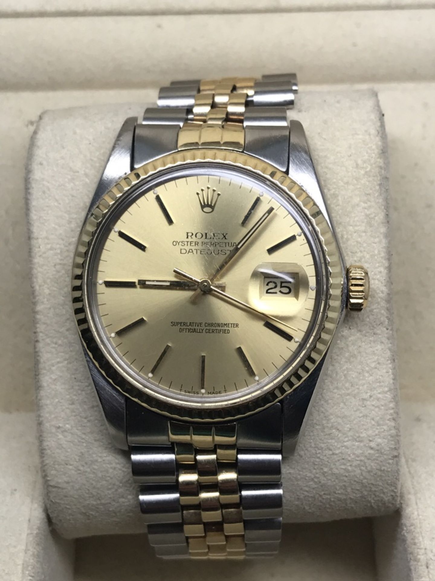 18ct GOLD & STEEL MENS 36mm ROLEX + BOX - Image 5 of 7