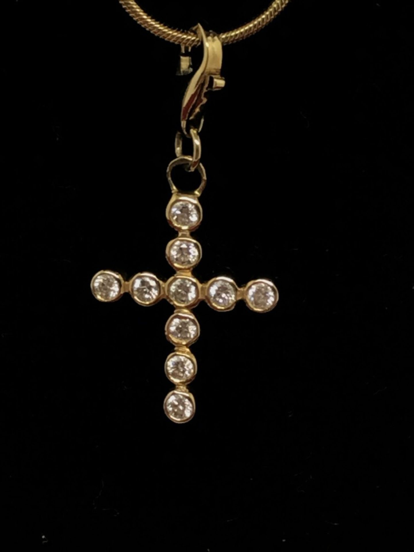 FINE MAPPIN & WEBB DIAMOND SET CROSS & CHAIN 18ct GOLD - Image 3 of 3