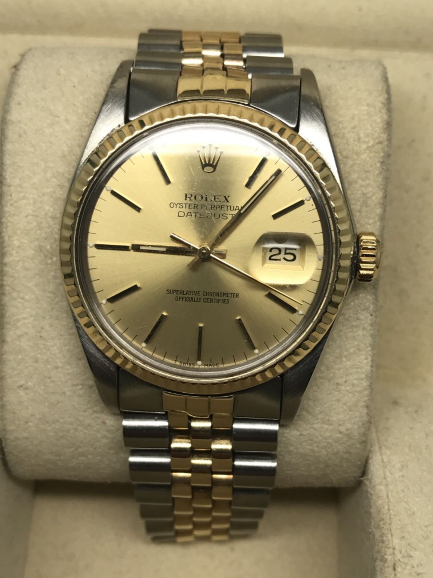 18ct GOLD & STEEL MENS 36mm ROLEX + BOX