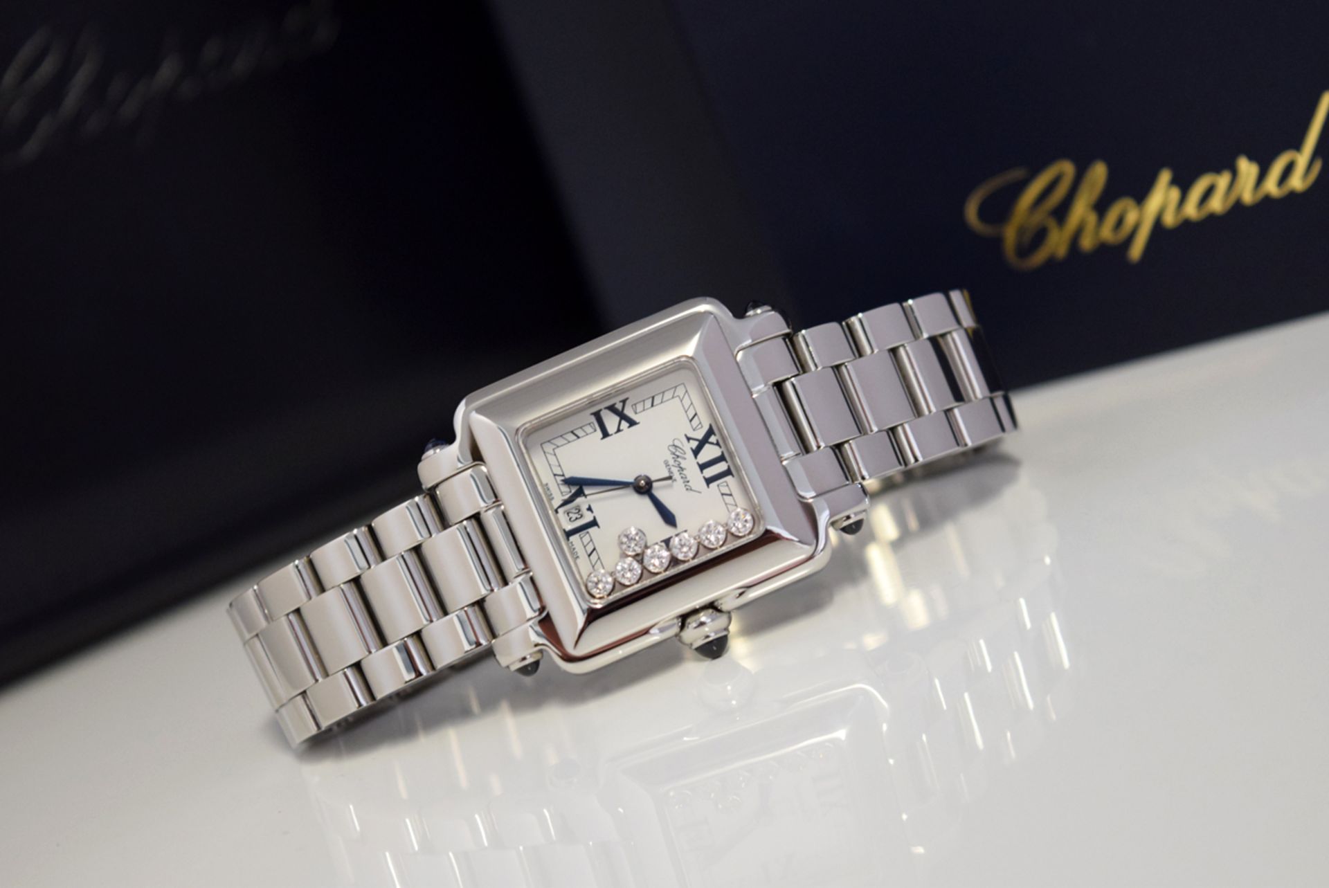 Chopard Happy Sport with *Floating Diamonds* and a Blue Sapphire Set Case - Image 15 of 15