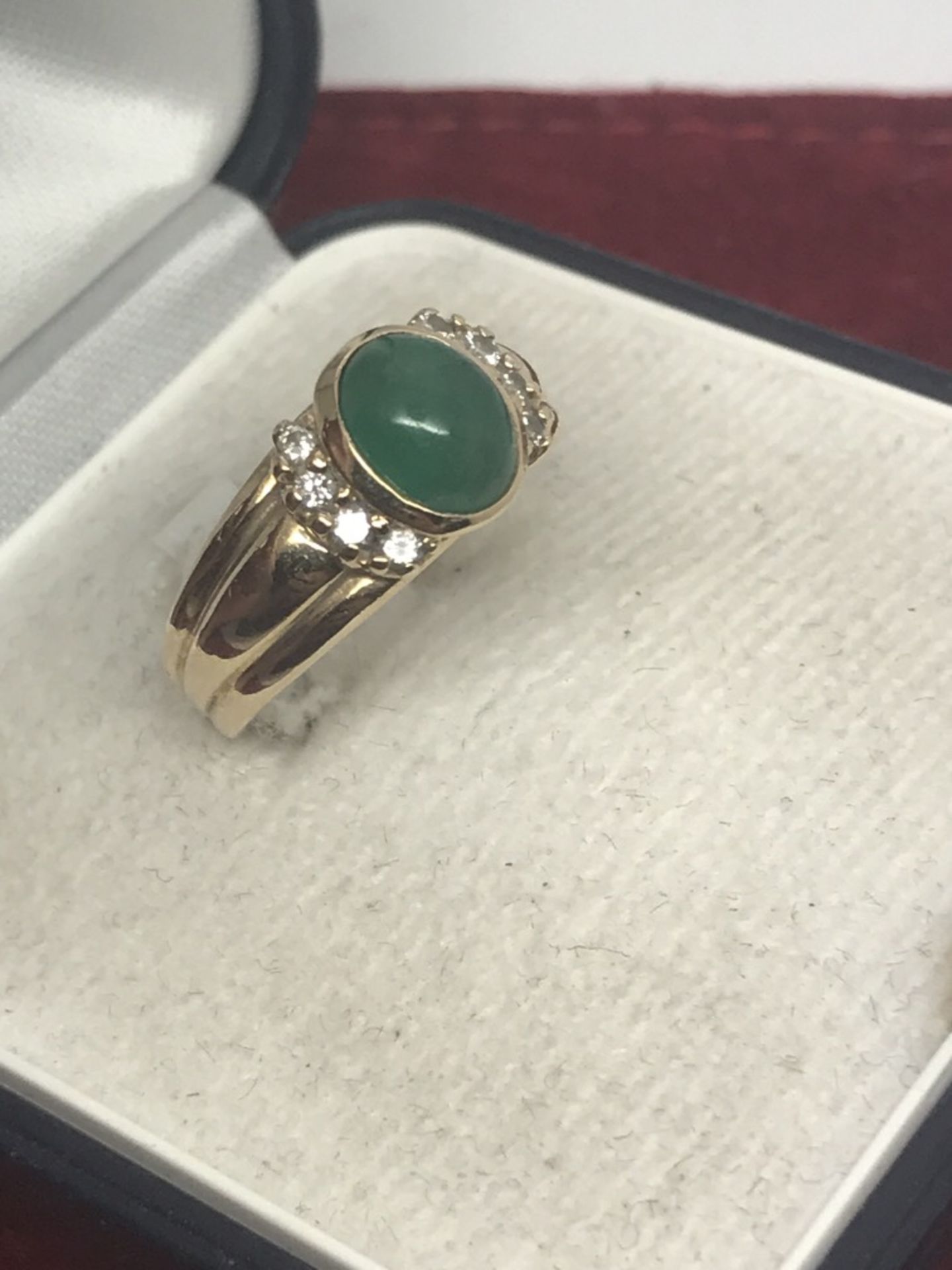CARTIER STYLE 14k GOLD EMERALD & DIAMOND RING - Image 3 of 3