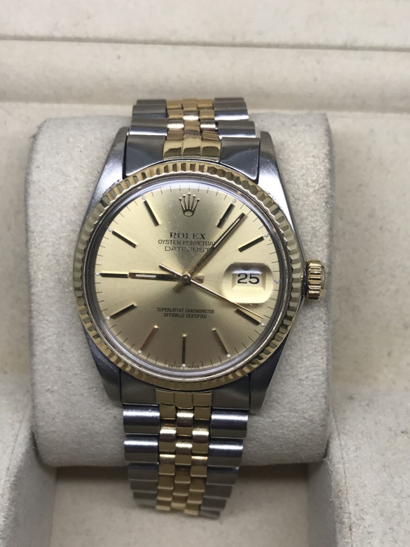 18ct GOLD & STEEL MENS 36mm ROLEX + BOX - Image 6 of 7