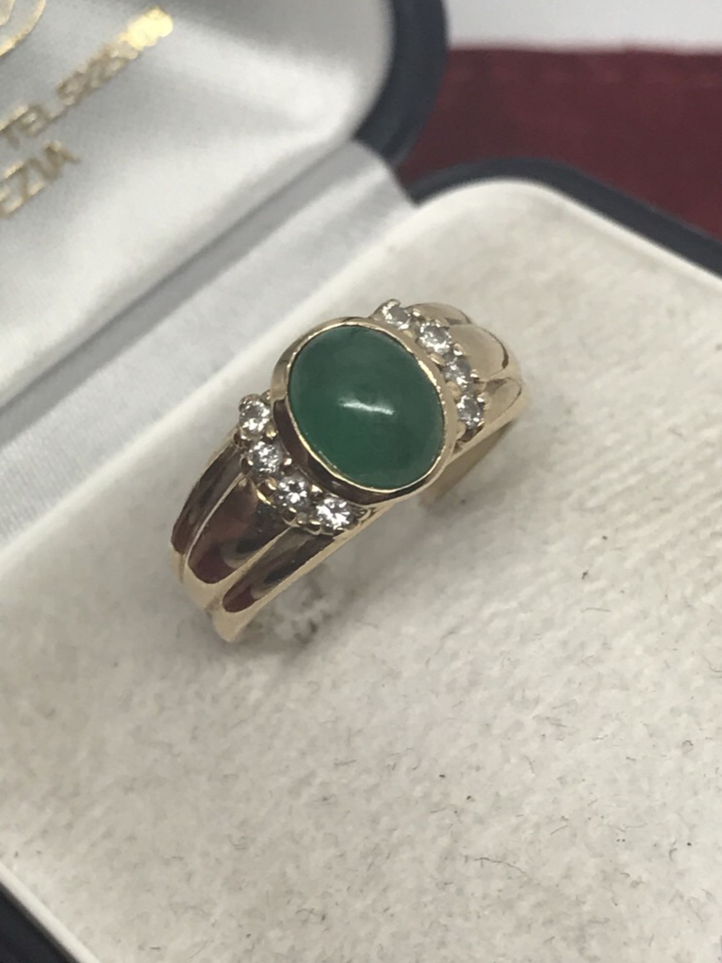 CARTIER STYLE 14k GOLD EMERALD & DIAMOND RING