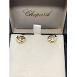 CHOPARD HEART DIAMOND SET EARRINGS 18ct GOLD BOXED