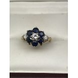 VINTAGE 18ct GOLD SAPPHIRE & DIAMOND RING