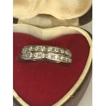 18ct WHITE GOLD 2 ROW DIAMOND SET BAND