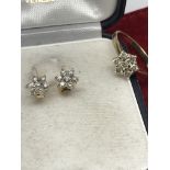 DIAMOND DAISY RING WITH DIAMOND EARRINGS SET IN GOLD