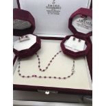 BEAUTIFUL SRI LANKAN PINK SAPPHIRE SET NECKLACE, RING AND EARRINGS