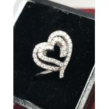 DIAMOND SET MODERN HEART RING TESTED AS 18ct WHITE GOLD