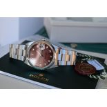 RARE & Stunning Rolex Date / DateJust - Mens Steel & Diamond (Bronze Sunburst Dial)