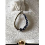 9ct GOLD SAPPHIRE & DIAMOND PENDANT & CHAIN