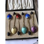 SET OF 6 SPOONS ENAMELLED