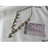 33.00ct RAINBOW MOONSTONE NECKLACE SET IN SILVER