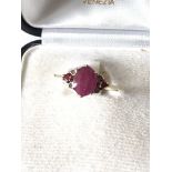 9ct GOLD RUBY & DIAMOND RING 1.25ct TGW