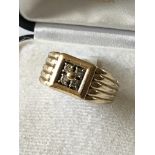 9ct GOLD 4 x DIAMOND MENS RING