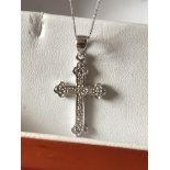 9ct GOLD DIAMOND CROSS & CHAIN