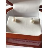 CULTURED PEARL STUD EARRINGS SET IN 10k GOLD