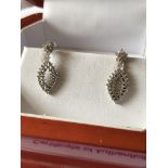 0.75ct DIAMOND SET DROP EARRINGS - SILVER