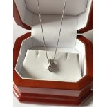 18ct WHITE GOLD 0.25ct PRINCESS CUT PENDANT & CHAIN