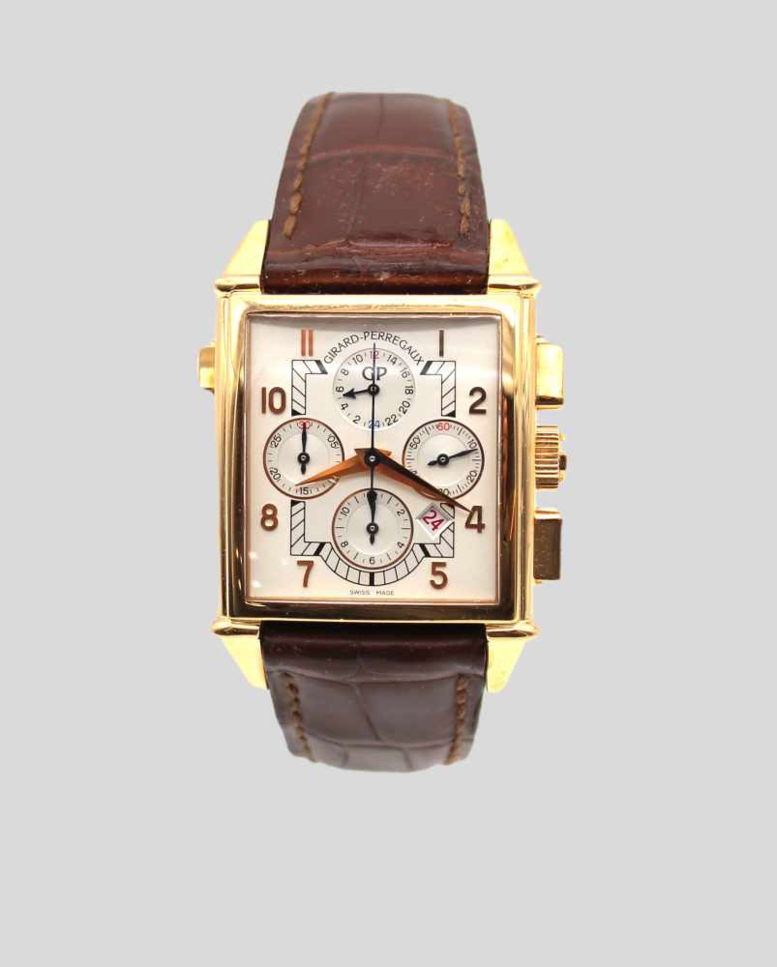 Girard Perregaux Vintage 1945 Herrenarmbanduhr in 750er Gold gearbeitet mit einem Lederarmband, Ref. - Bild 3 aus 4