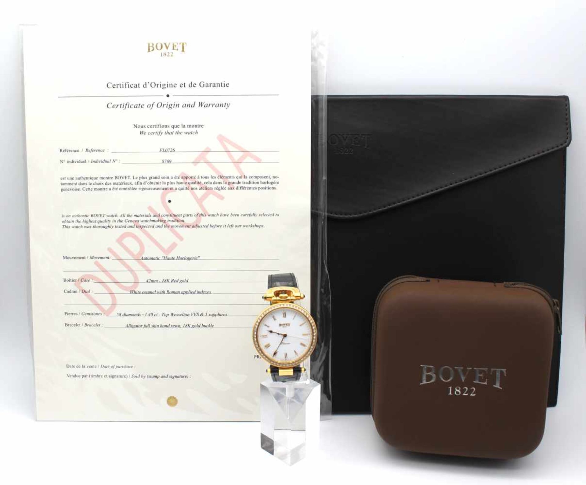 Bovet Fleurieur Herrenarmbanduhr, Automatic „Haute Horlogerie’’, 42 mm, in 18 Karat Gold mit 58 - Bild 4 aus 5