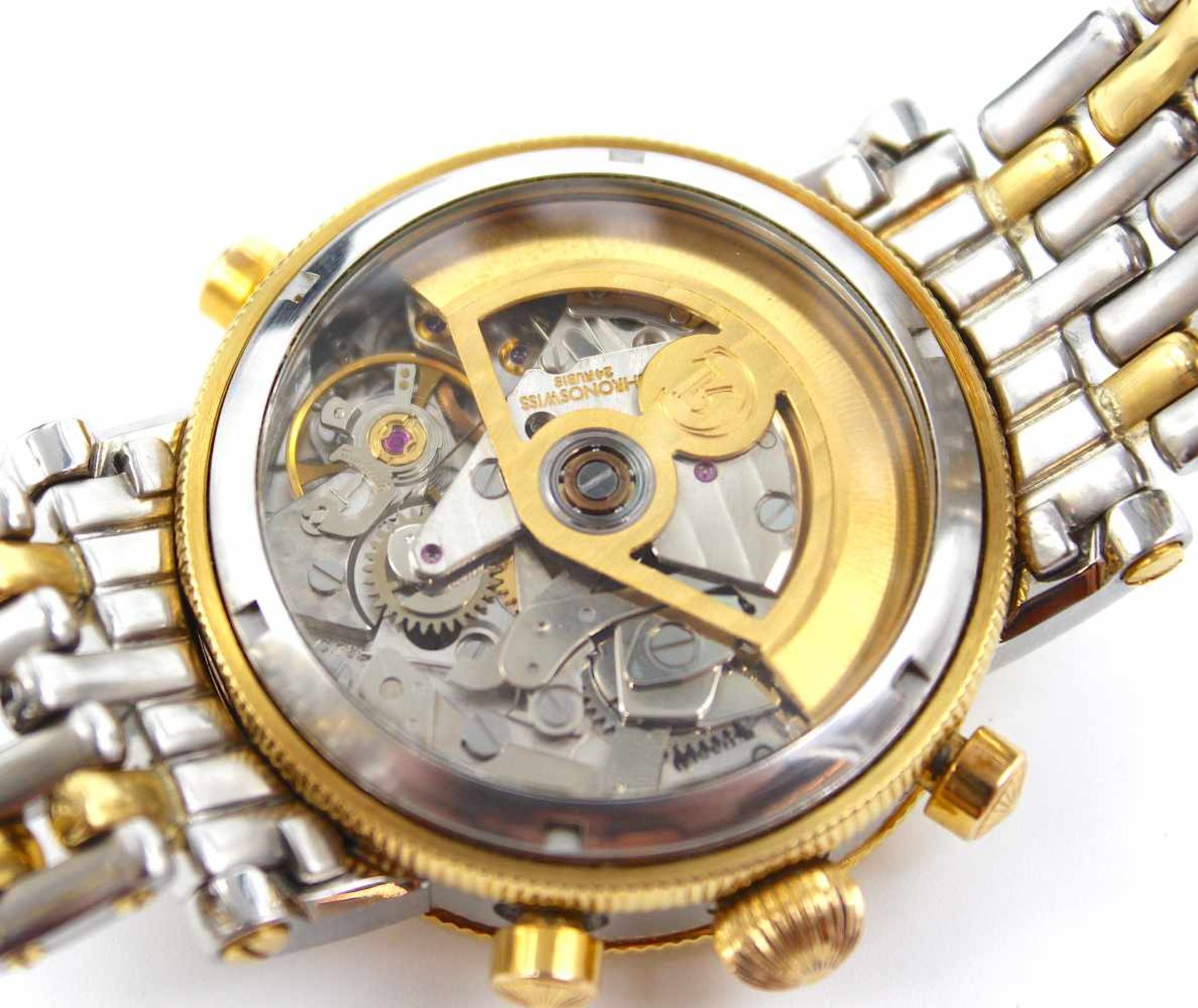 Chronoswiss Rattrapante Herrenarmbanduhr, in Stahl/Gold, 38 mm, CH7322. Die Uhr ist in einem sehr - Image 4 of 4