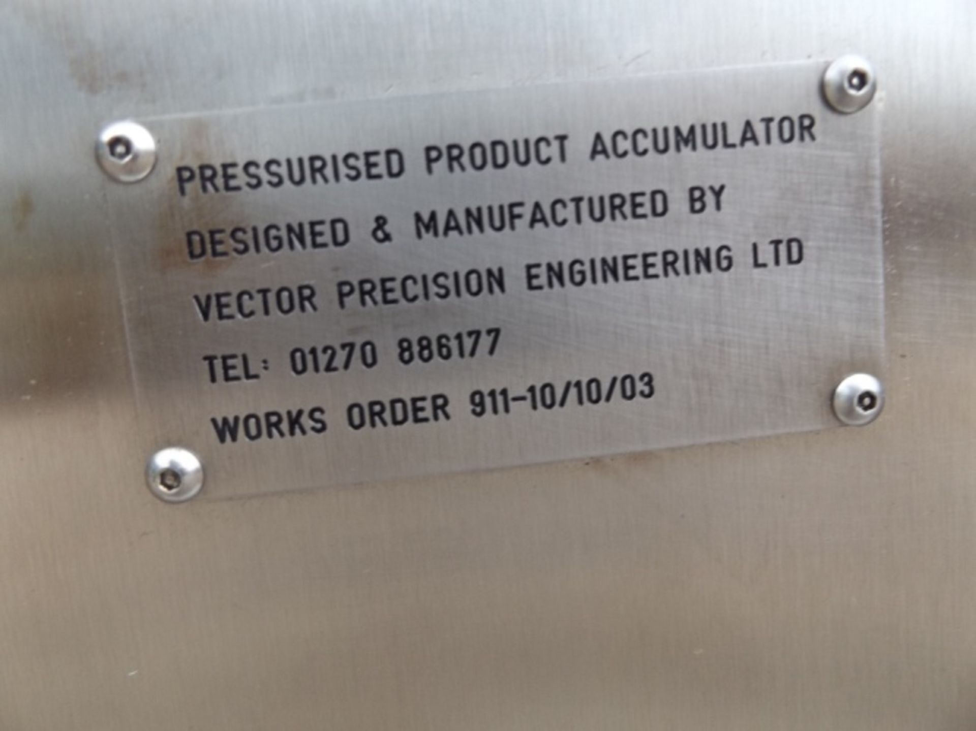 PRESSURISED PUMP ACCUMULATOR - Image 10 of 11