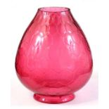 An oversized cranberry glass oil lampshade, 32cms (12.6ins) high.