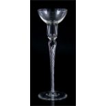 An oversized air twist stem wine glass with pan top, 30cms (11.75ins) high.