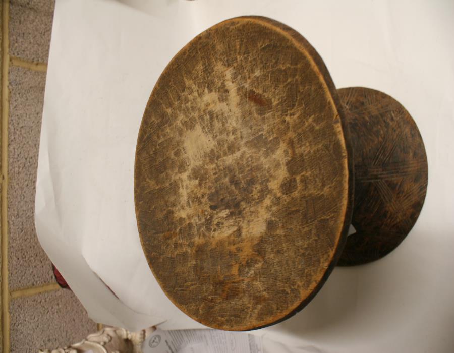 An African tribal stool of waisted from, together with a tribal figure depicting a mother and child, - Image 4 of 8