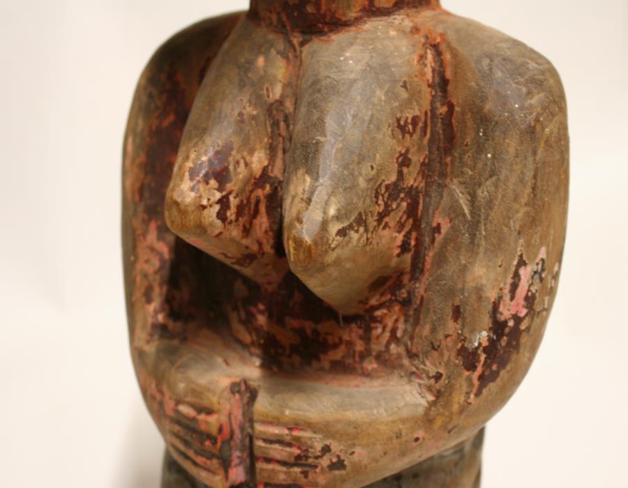 An African tribal stool of waisted from, together with a tribal figure depicting a mother and child, - Image 6 of 8