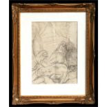 Modern British - Study of Christ - pencil drawing, framed & glazed, 28 by 37cms (11 by 14.5ins).