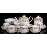 A Regency porcelain fifteen piece tea set with gilded decoration Condition Report Chip to rim of