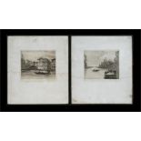 Wilfred Huggins, a pair of Venetian Scene etchings, signed, framed and glazed, 29 by 25cm (11.5 by