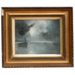 Victorian School - Coastal Seascape at Dusk - monogrammed 'J.C.' and dated '01, oil on canvas,