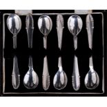 A set of six Georg Jensen bead pattern teaspoons.