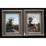 Victorian School, a pair of country scenes of figures on paths, initialled and dated 1882, oil on