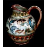 A Glynn College pottery jug decorated with foliage and berries, 21cms (8.25ins) high. Condition