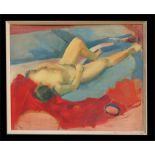 R Cottrell, (modern Bristish), study of a reclining nude, oil on board