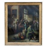 An 18th century tavern scene, oil on canvas, framed, 53 by 62cm (20.75 by 20.5ins).