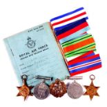 A WWII Royal Air Force Service book named to 1448230 LAC B Rayner; together with his medals and