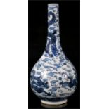 A 19th century Chinese blue & white bottle vase decorated with dragons amongst clouds, 33cms (13ins)