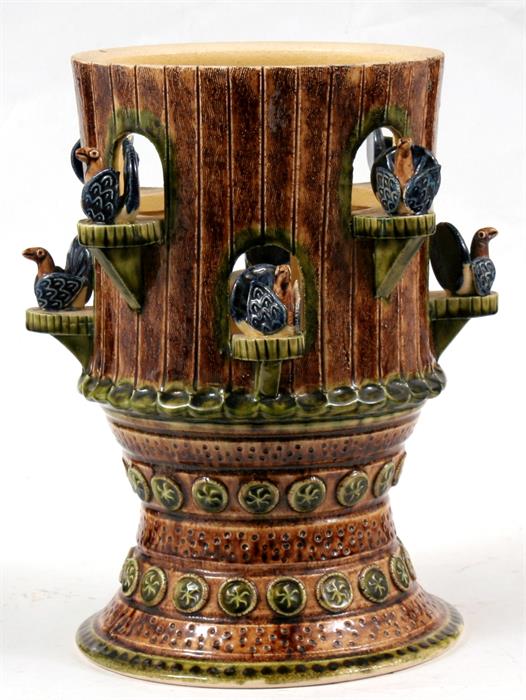 A Folk Art glazed pottery dovecote jar, 28cms (11ins) high. Condition Report Good condition with