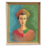 Molly Thompson, "Integration" portrait of a lady, signed and dated 1963 lower right corner, oil on
